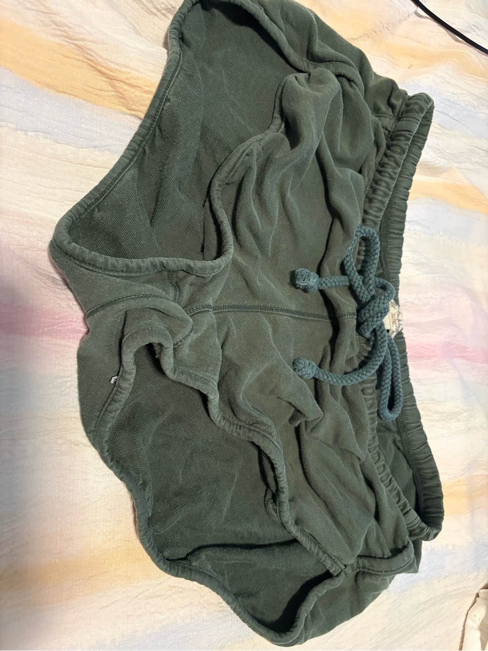 Free People Olive Green Terry Drawstring Lounge Shorts